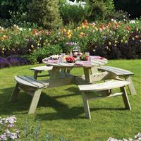 Rowlinson Round Picnic Table 72cm (h) x 200cm (w) x D200cm (d) Timber