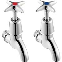 Deva Cross Head Bib Taps 2 Pack in Chrome Brass
