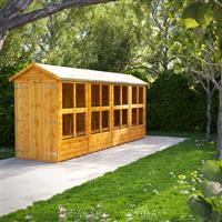 Power Apex Potting Shed 16' x 4' - Double Doors in Natural Timber
