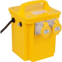 Unbranded 110V Tool Transformer 3kVA 2 x 16A Outlets in Yellow Rubber