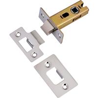 Premium Sprung Bolt Through Tubular Mortice Latch 64mm Polished in Silver Stainless Steel