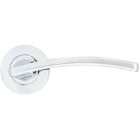 Stanza Toledo on Rose Door Handles Polished (Pair) in Chrome Aluminium