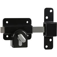 GateMate Keyed Alike Euro Long Throw Lock Single Locking 70mm in Black Stainless Steel