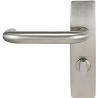 Eclipse Stainless Steel Round Bar Lever on Plate Bathroom Plate 175x44mm (Pair) in Silver