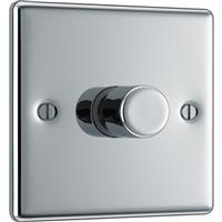 BG Polished Dimmer Switch 1 Gang 400W in Chrome Steel
