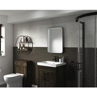 Sensio Aspect Rectangular LED Bathroom Mirror Cool White Matt 700 x 500mm in Black Mirrored Glass