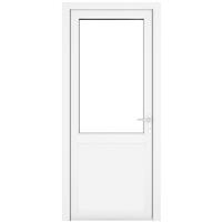 Crystal uPVC Single Door Half Glass Half Panel Left Hand Open In 920mm x 2090mm Clear Double Glazed (each) in white