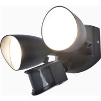 Lutec Shrimp LED Twin Security Light IP54 23w 1700lm 4000K PIR in Black Aluminium