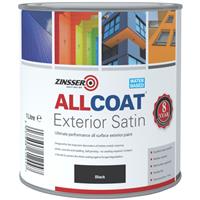 Zinsser Allcoat Exterior Satin Paint 1L in Black Plastic