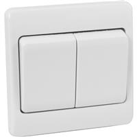 Scolmore Click Click Mode 10A Wide Rocker Switch 2 Gang 2 Way in White Plastic