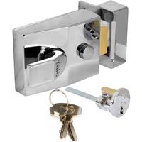 Yale Deadlocking Nightlatch Chrome Standard in Silver Brass