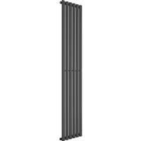Azur Nero Designer Oval Tube Radiator 1800 x 360mm 2505Btu Anthracite in Anthracite Structure Steel