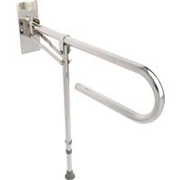 Croydex Drop Down Grab Bar with Leg in Chrome Steel