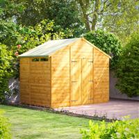 Powersheds Power Security Apex Shed 6' x 10' Double Doors in Natural Timber