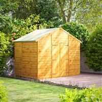Power Apex Shed 6' x 10' No Windows - Double Doors in Natural Timber