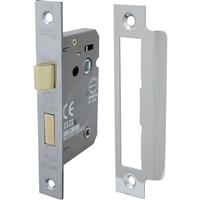 Perry Bathroom Mortice Lock 63mm Nickel Plate in Silver