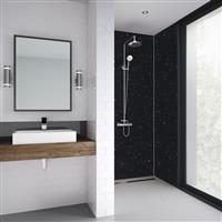 Mermaid Graphite Sparkle Laminate Shower Wall Panel Square Edged 2420mm x 900mm in Black