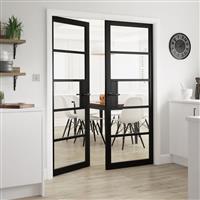 JB Kind Metro Clear Glass Internal Door 35 x 1981 x 686mm in Black Mdf