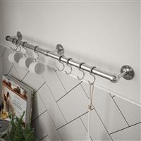 Rothley Utensil Rail Kit 19mm x 600mm Brushed Finish in Silver Steel/Zinc