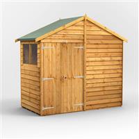 Power Overlap Apex Shed 4' x 8' Double Doors in Natural Timber