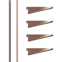 Rothley Antique Twin Slot Shelving Kit 1220mm Uprights (x2) & 120mm Brackets (x4) in Copper Steel