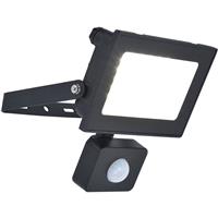 Lutec Halo Slim LED PIR Floodlight IP44 10W 950lm 4000K in Black Rubber