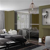 Spacepro Minimalist 3 Door Sliding Wardrobe Kit Silver Framed Glass Doors 2702 x 2260mm in Grey Aluminium/Glass