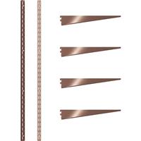 Rothley Antique Twin Slot Shelving Kit 1600mm Uprights (x2) & 270mm Brackets (x4) in Copper Steel