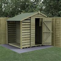 Forest 4LIFE Apex Shed 4 x 6 - Single Door - 1 Window - With Lean-To in Natural Timber