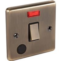 Wessex Electrical Wessex Antique Brass 20A DP Switch in Gold Electroplated Steel