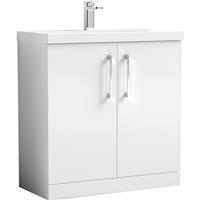 Nuie Arno Double Door Floor Standing Vanity Unit Gloss 800mm With Slim Edge Basin in White MFC