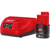 Milwaukee M12 2.0Ah REDLITHIUM-ION Battery Starter Kit 1 x 2.0Ah Rubber