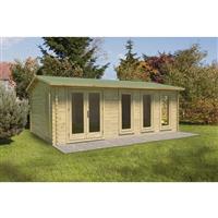 Forest Garden Blakedown Log Cabin 6.0m x 4.0m - 24kg in Natural Timber
