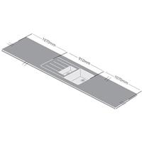 Metis Light Solid Surface Worktop with 1.5 Bowl Stainless Steel Sink 3050 x 620 x 15mm in Grey Composite