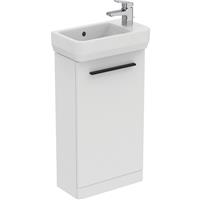 Ideal Standard i. life S Compact Cloakroom Wall Hung Vanity Unit with Basin Matt 410mm with Matt Black Handle in White