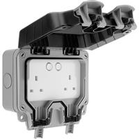 BG Storm Smart Control Weatherproof Socket IP66 2 Gang in Grey Polycarbonate