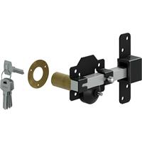 GateMate Premium Long Throw Lock Single Locking 50mm in Black Stainless Steel
