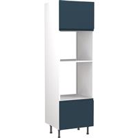 Kitchen Kit Flatpack J-Pull Kitchen Cabinet Tall Oven & Microwave Unit Ultra Matt 600mm in Indigo Blue MFC