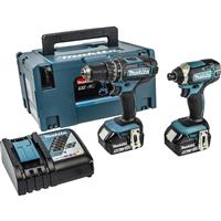 Makita 18V LXT Combi & Impact Driver Kit 2 x 5.0Ah in Blue Steel