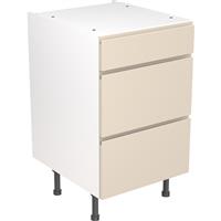 Kitchen Kit Flatpack J-Pull Kitchen Cabinet Base 3 Drawer Unit Ultra Matt 500mm in Cashmere MFC