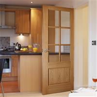 JB Kind Dove Glazed Internal Door Unfinished 35 x 1981 x 838mm in Oak Veneer