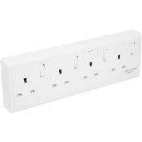 Eterna Socket Converter 1 or 2 Gang to 4 Gang in White Plastic