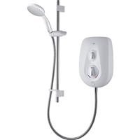 Mira Go Electric Shower 10.8kW in White Stainless Steel