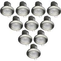 V-TAC LED 5W Integrated Dimmable Fire Rated IP65 Downlight Satin 440lm Cool White (10 Pack) in Nickel