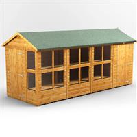 Powersheds Power Apex Potting Shed Combi including 4ft Side Store 16' x 6' in Natural Timber