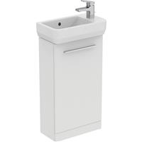 Ideal Standard i. life S Compact Cloakroom Wall Hung Vanity Unit with Basin Matt 410mm with Brushed Chrome Handle in White
