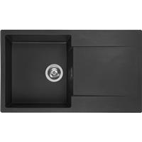 Reginox Amsterdam Reversible Composite Kitchen Sink & Drainer Single Bowl Silvery in Black Granite Composite