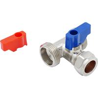 Flume Dual Appliance Tee Valve 15mm x 3/4" x 3/4" in Chrome Brass