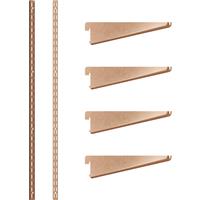 Rothley Bright Twin Slot Shelving Kit 1600mm Uprights (x2) & 120mm Brackets (x4) (10 Pk) in Copper Steel