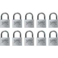 Burg-Wachter ALUTITAN Keyed Alike Padlock Set 40mm (10 Pack) in Silver Aluminium